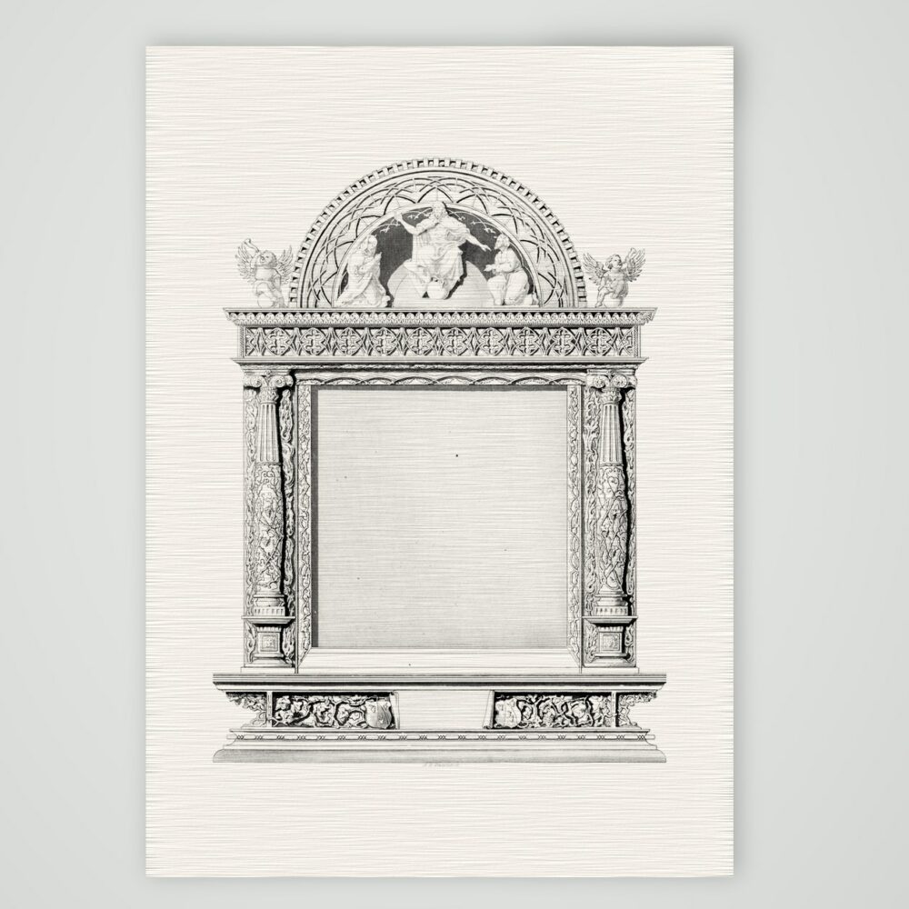 Retabelrahmen nach Albrecht Dürer – Stahlstich, Kunstdruck auf Leinenpapier