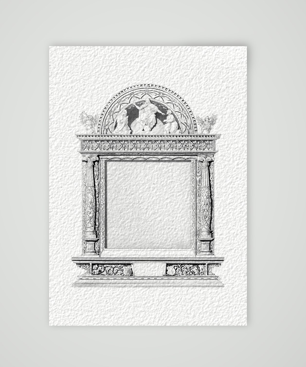 Retabelrahmen nach Albrecht Dürer – Stahlstich, Kunstdruck auf Hahnemühle-Büttenpapier