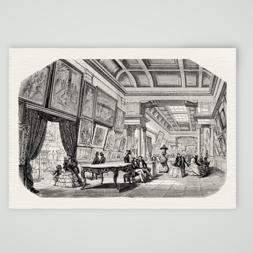 Antwerpen, das Innere des Museums – Stahlstich, Kunstdruck auf Leinenpapier
