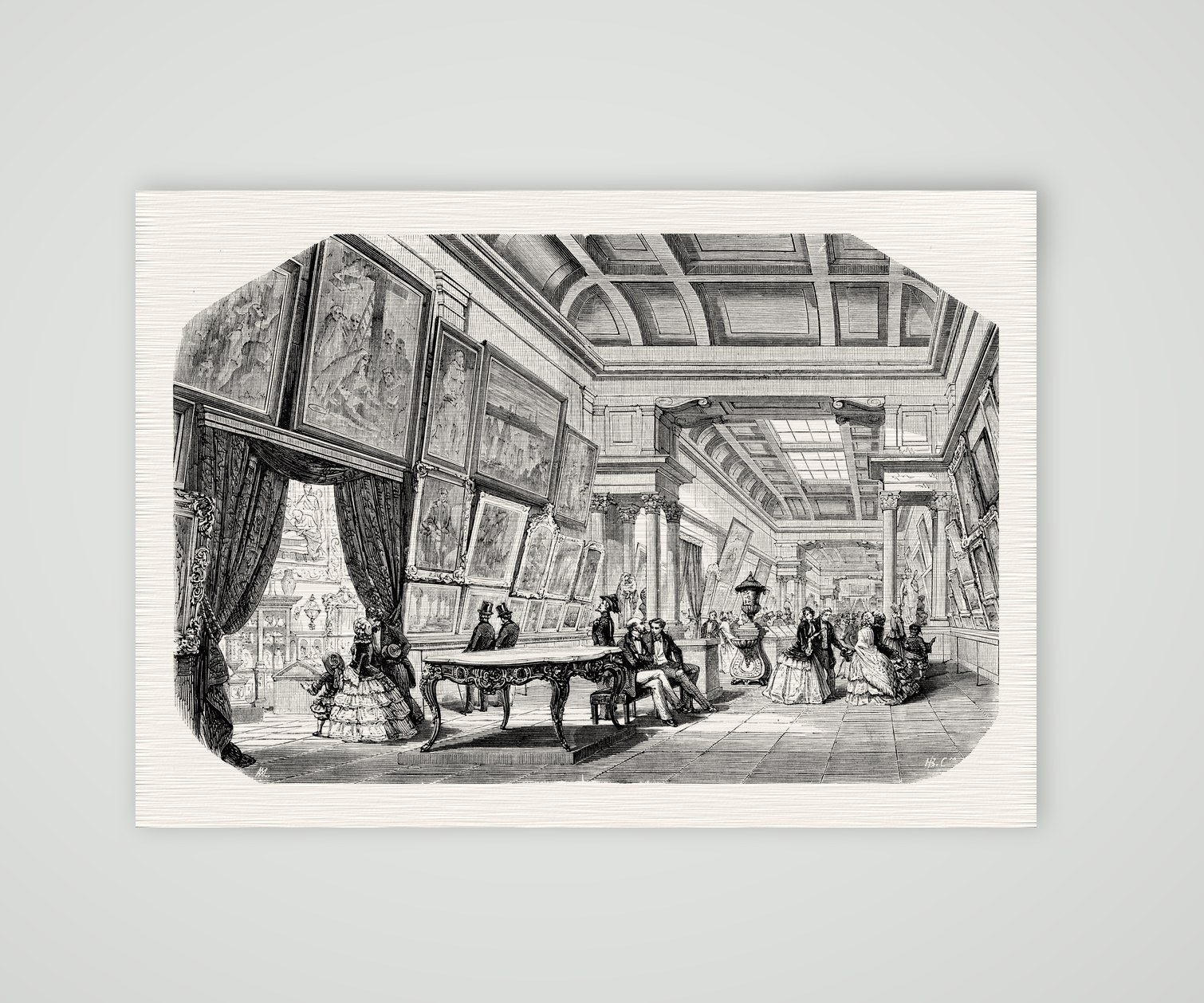 Antwerpen, das Innere des Museums – Stahlstich, Kunstdruck auf Leinenpapier