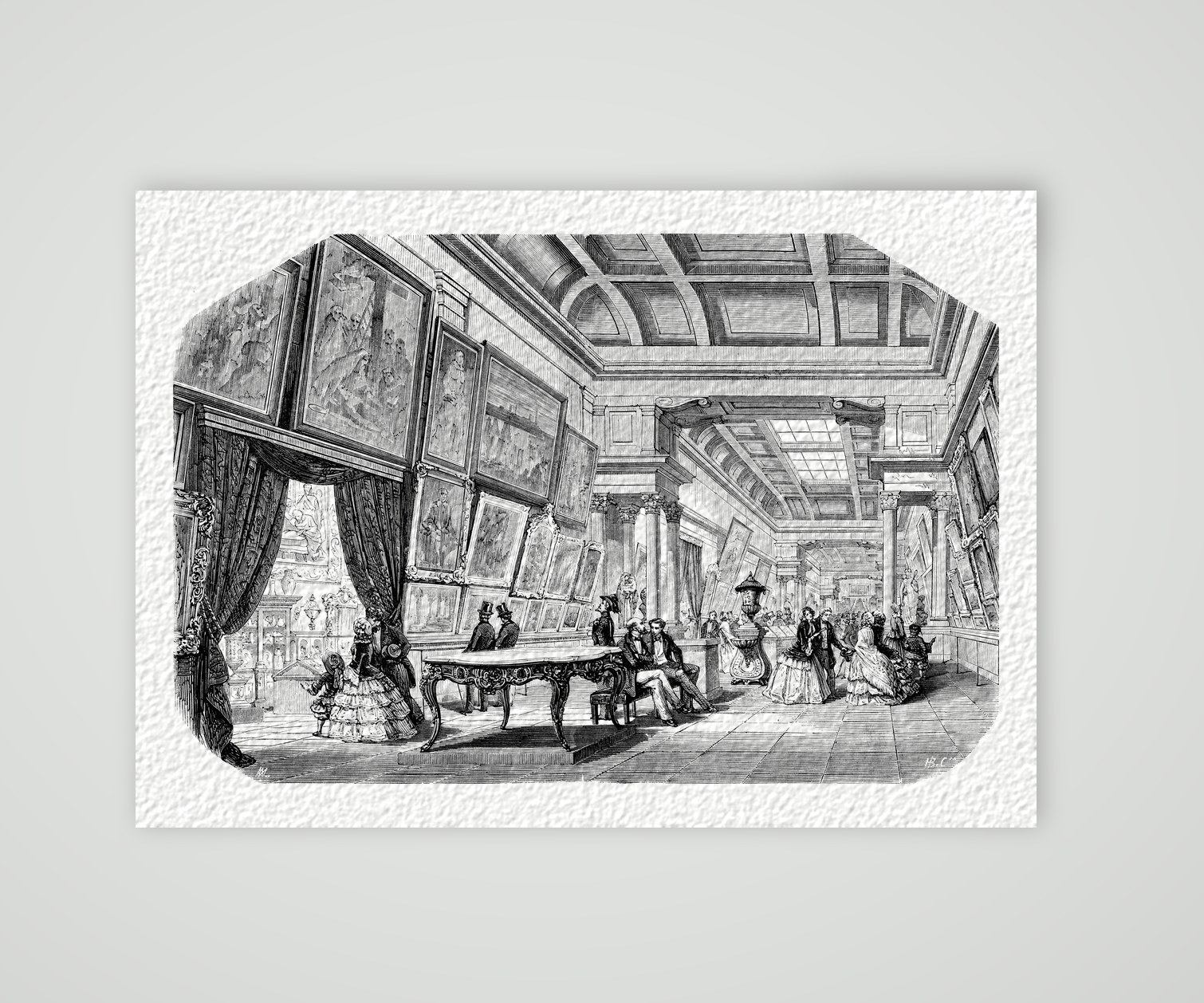 Antwerpen, das Innere des Museums – Stahlstich, Kunstdruck auf Hahnemühle-Büttenpapier