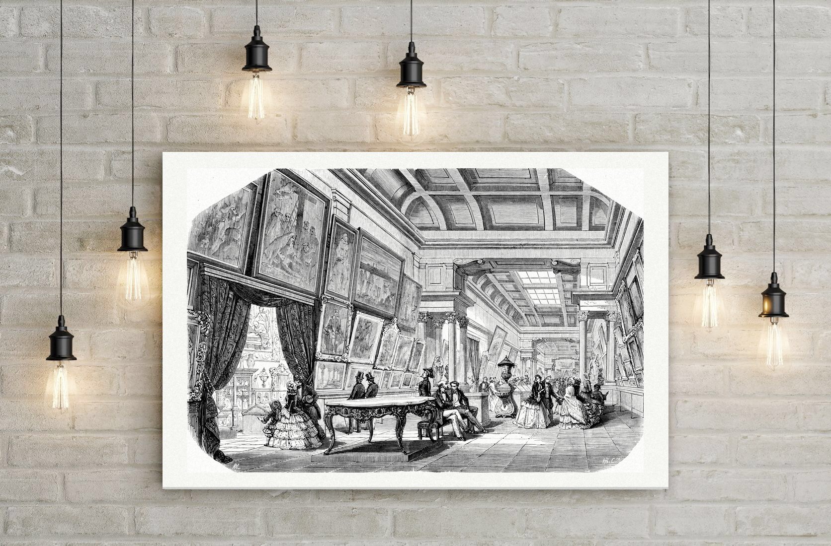 Antwerpen, das Innere des Museums – Stahlstich, Leinwanddruck auf Holzkeilrahmen an der Wand