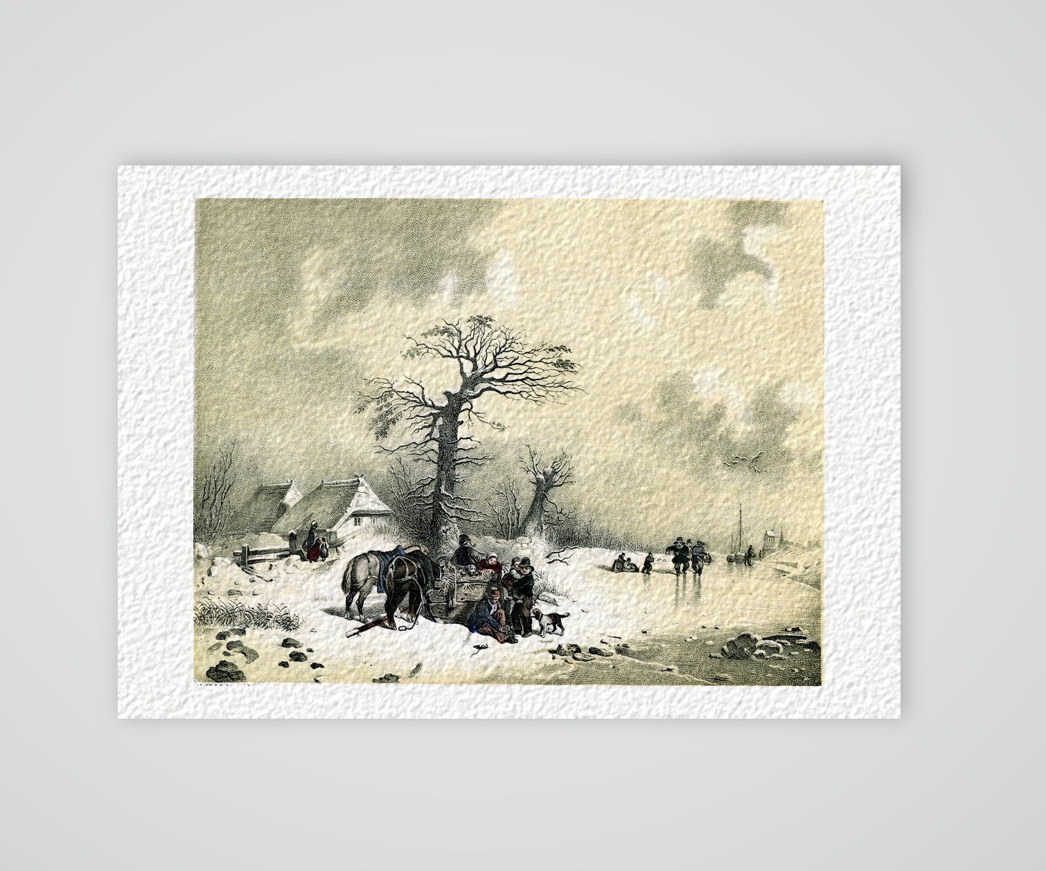 Die Rückkehr – Winterlandschaft – Stahlstich, Kunstdruck auf Hahnemühle-Büttenpapier