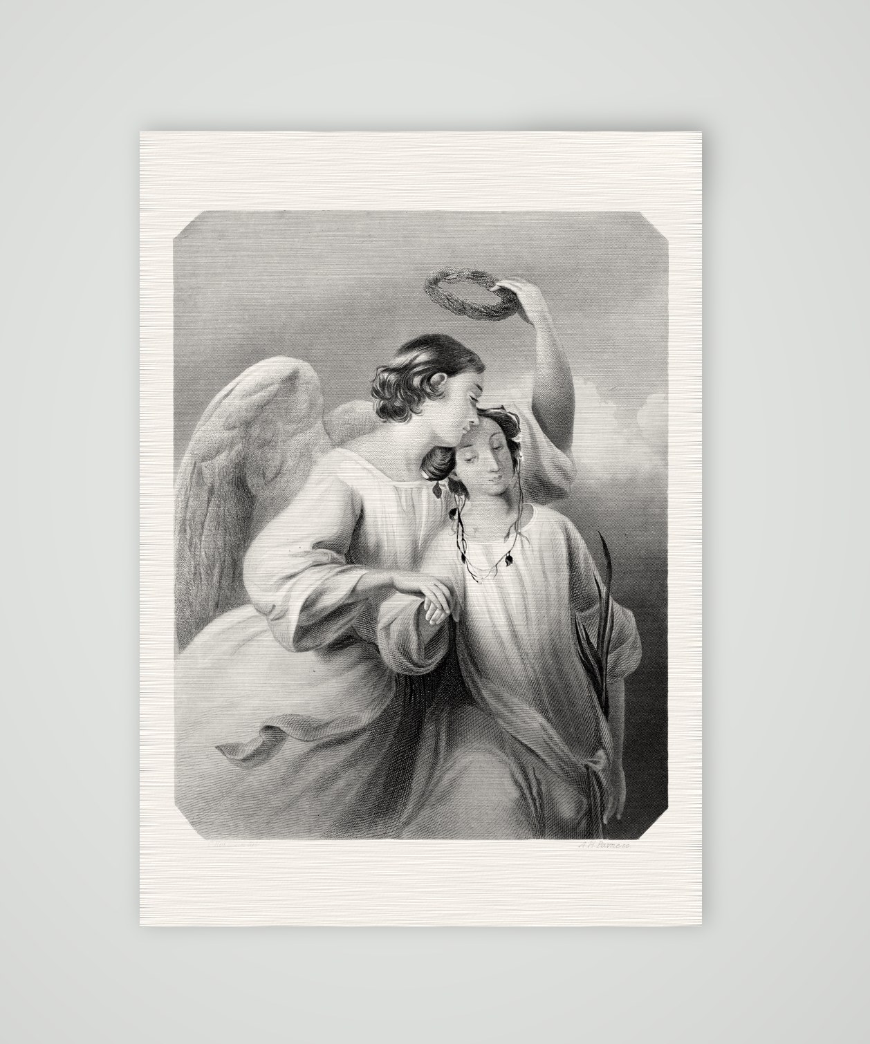 Sieg und Frieden – Stahlstich, Kunstdruck auf Leinenpapier