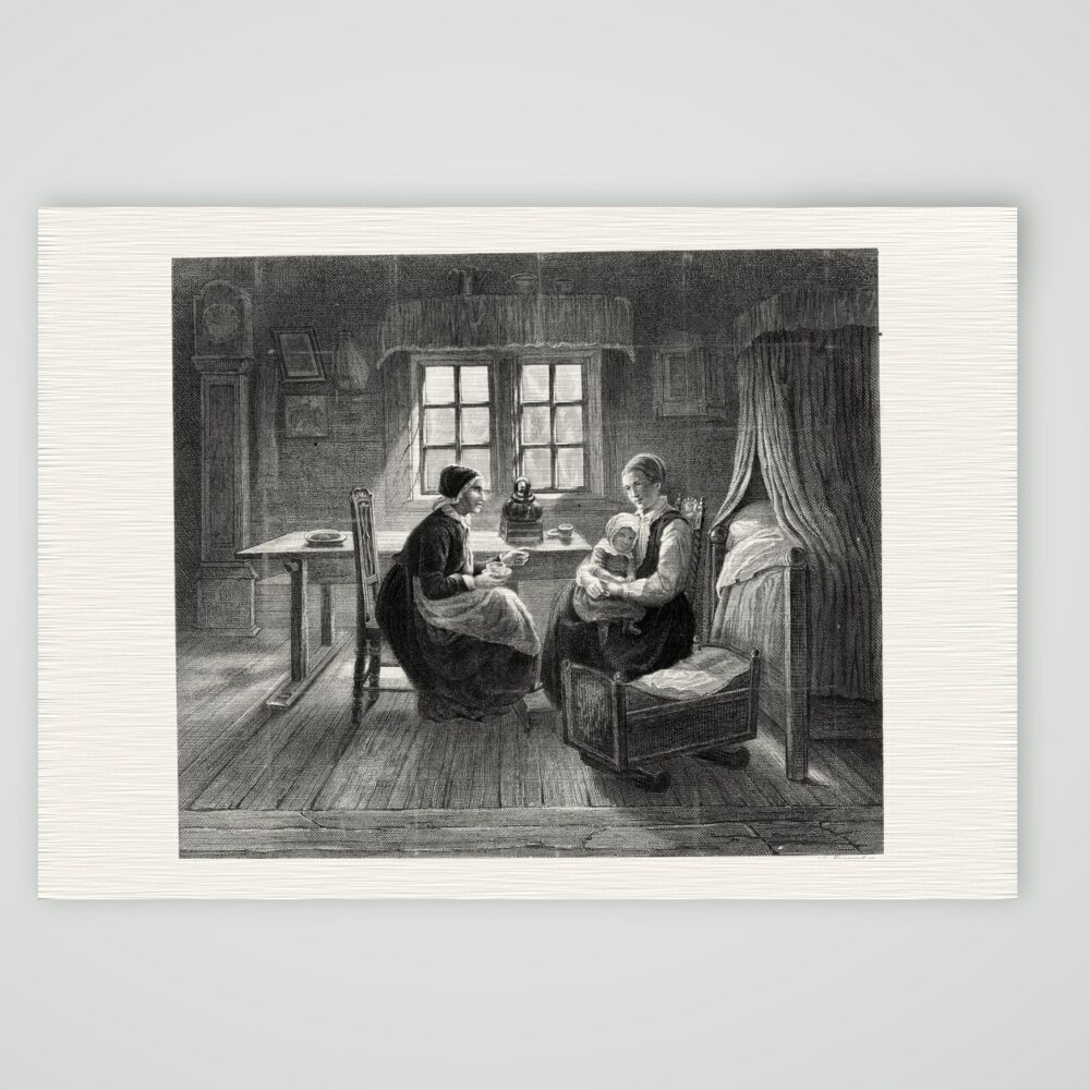 Der Morgenbesuch – Stahlstich, Kunstdruck auf Leinenpapier