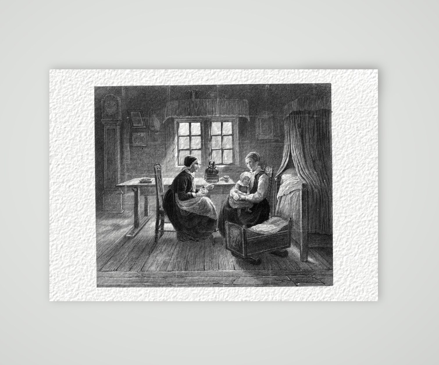 Der Morgenbesuch – Stahlstich, Kunstdruck auf Hahnemühle-Büttenpapier