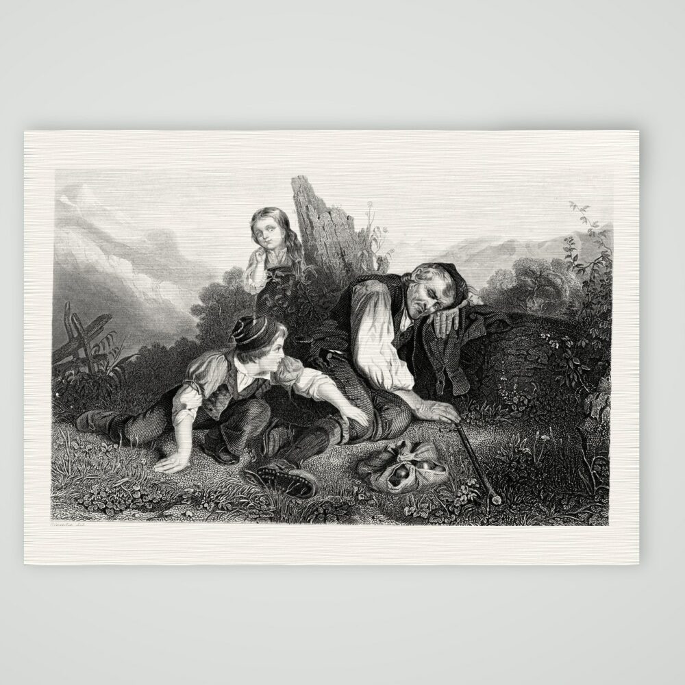 Der entdeckte Räuber – Stahlstich, Kunstdruck auf Leinenpapier