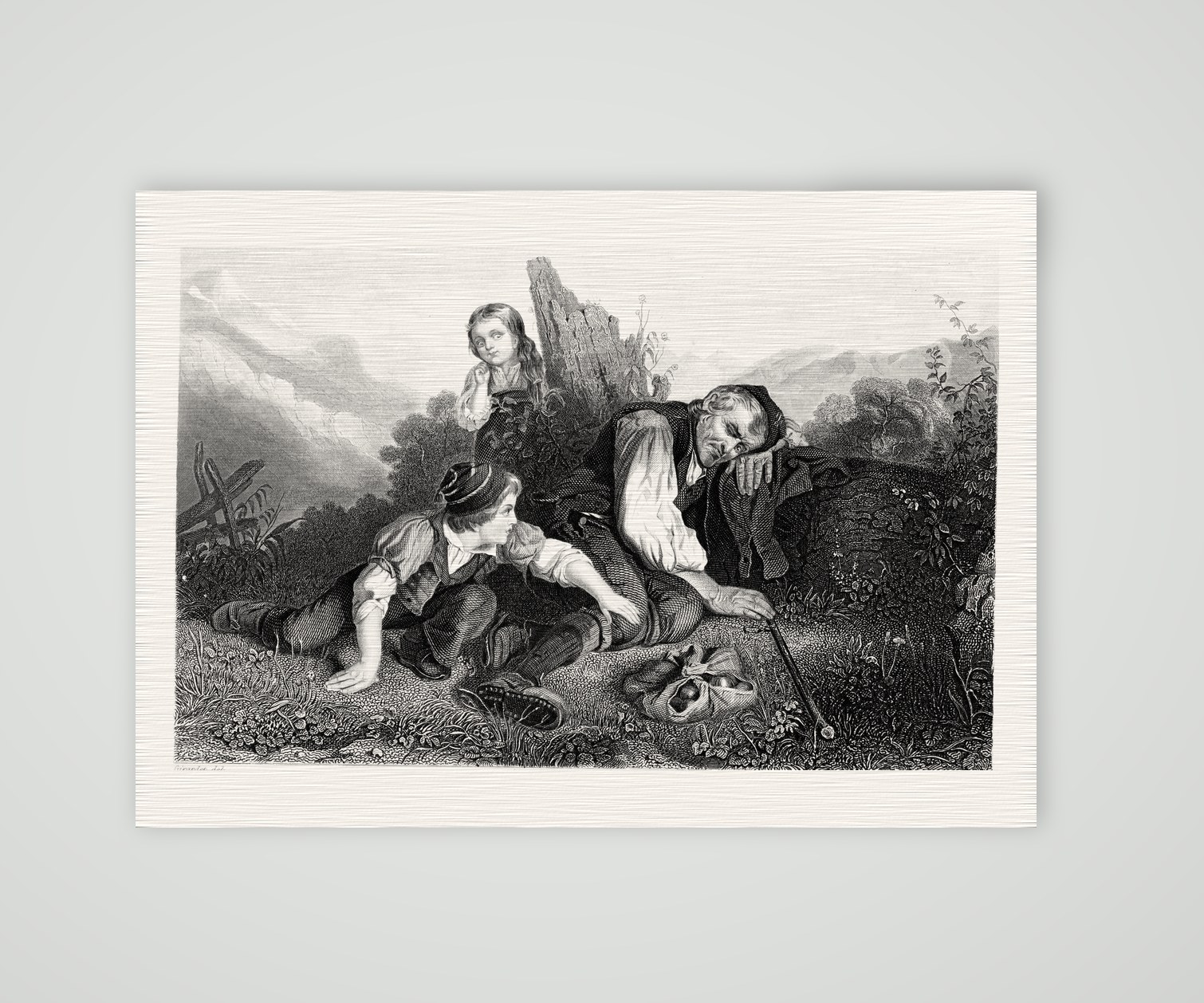 Der entdeckte Räuber – Stahlstich, Kunstdruck auf Leinenpapier