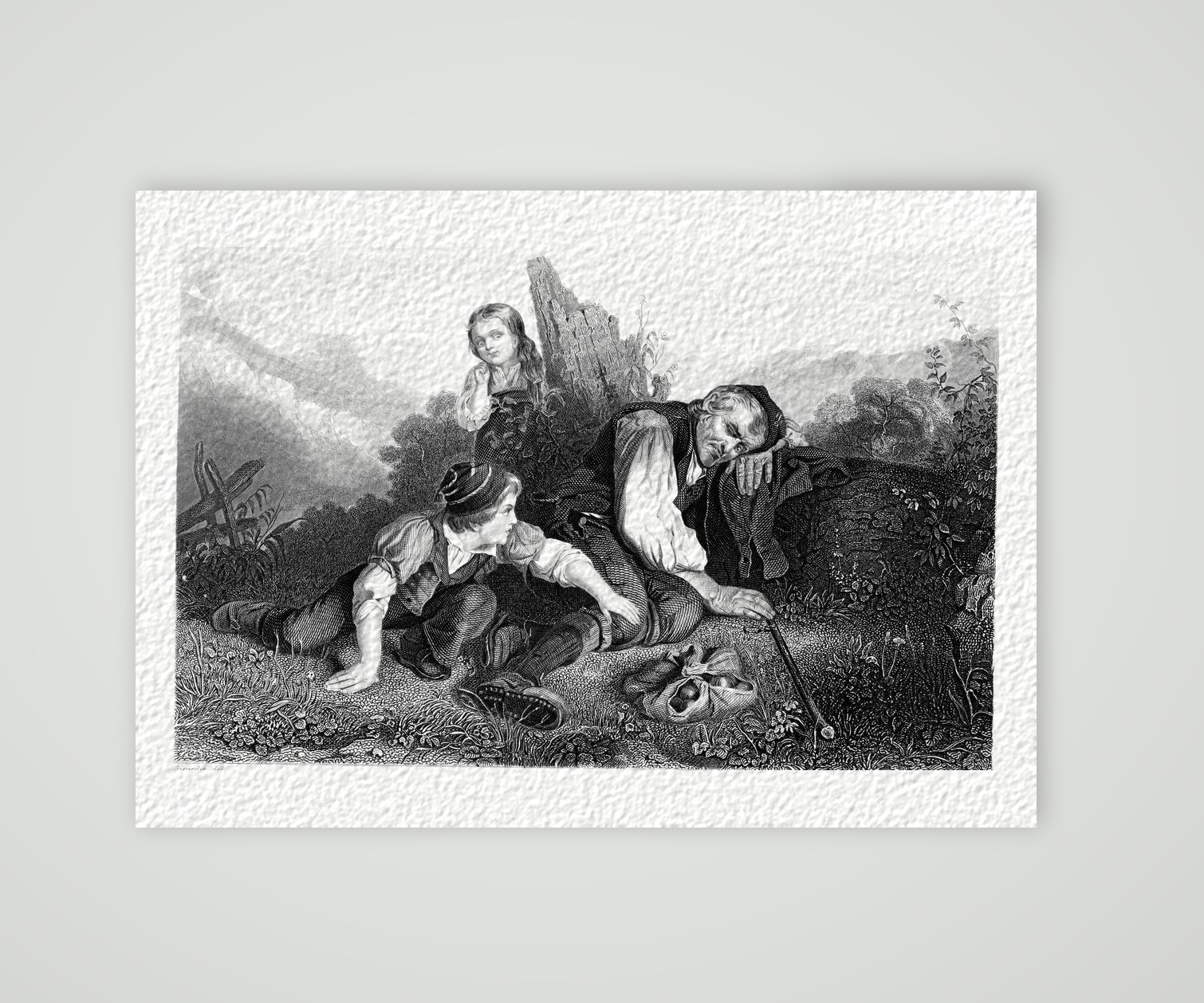 Der entdeckte Räuber – Stahlstich, Kunstdruck auf Hahnemühle-Büttenpapier