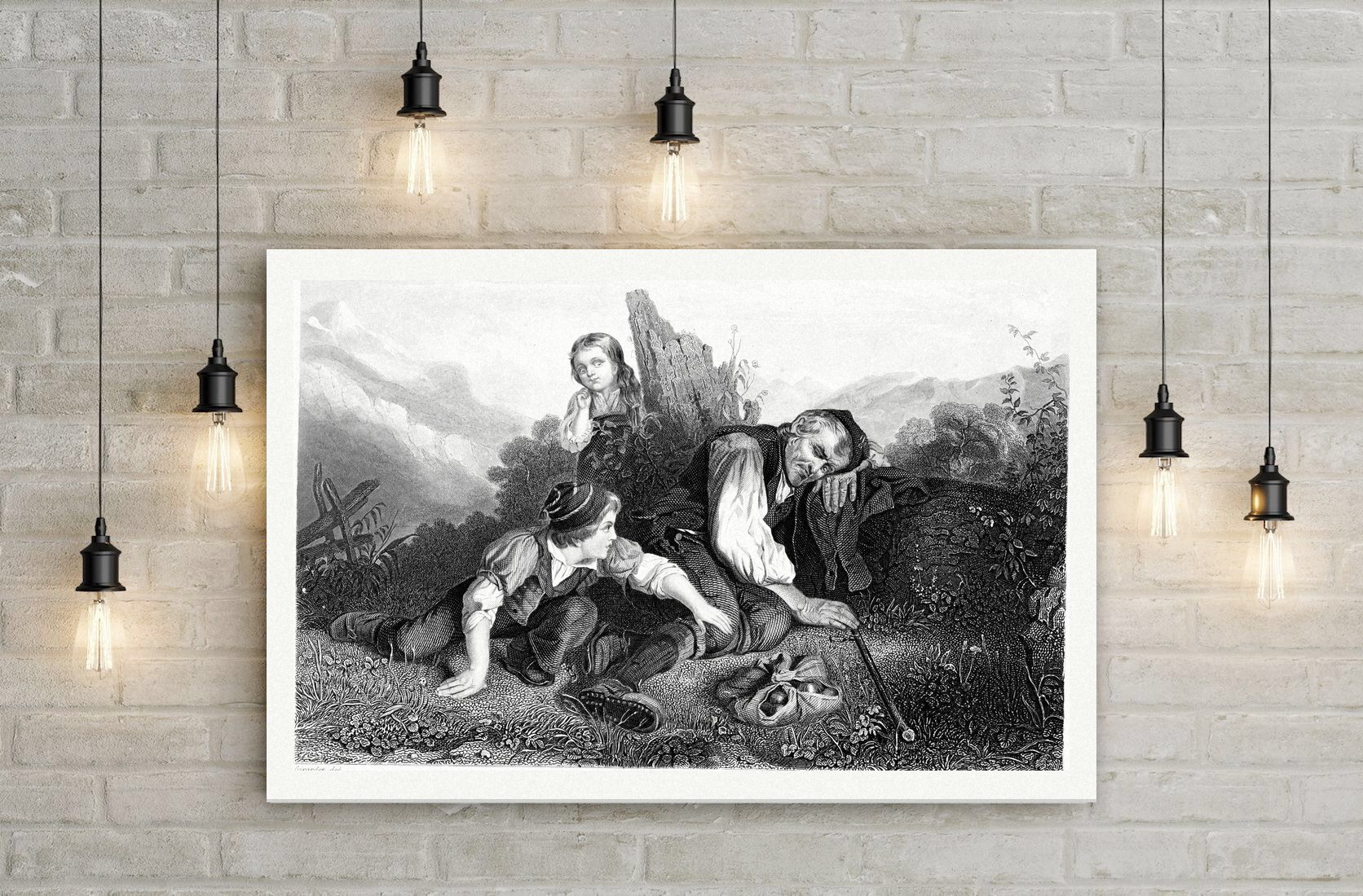 Der entdeckte Räuber – Stahlstich, Leinwanddruck auf Holzkeilrahmen an der Wand