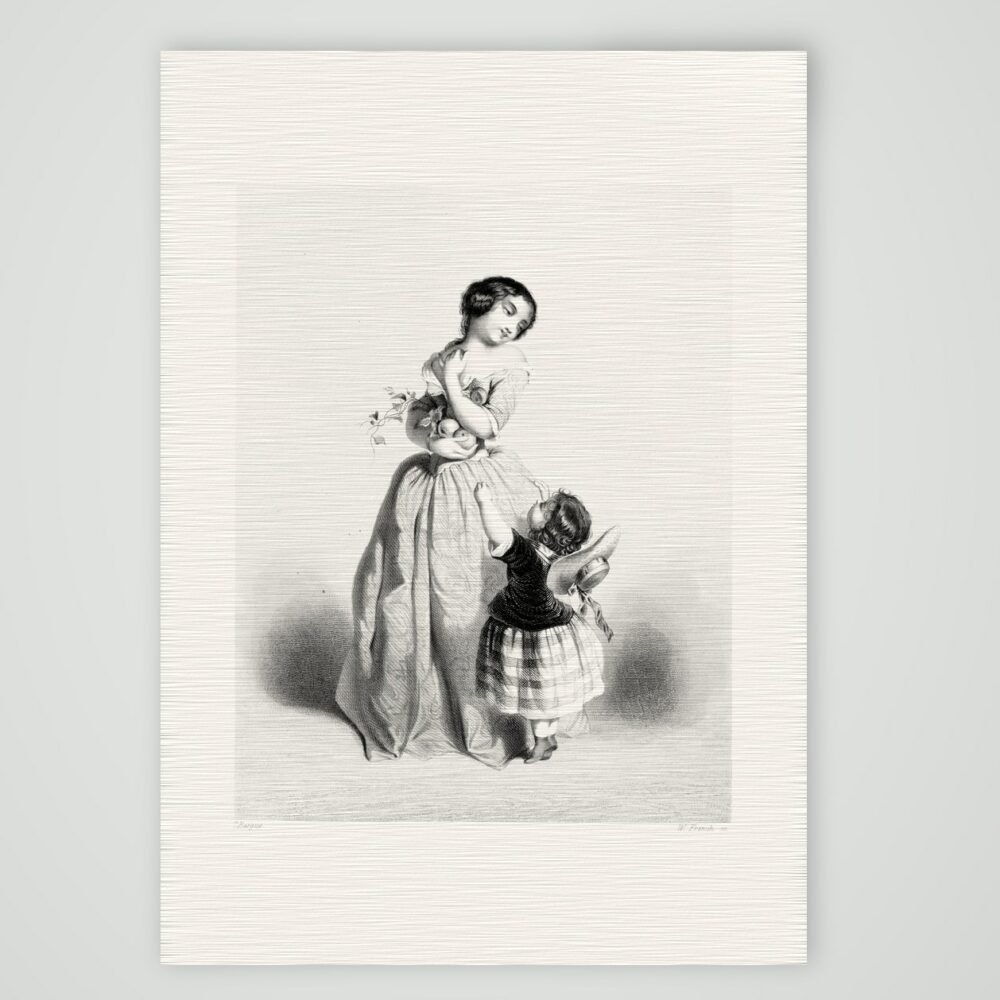 Die kleine Eva – Stahlstich, Kunstdruck auf Leinenpapier