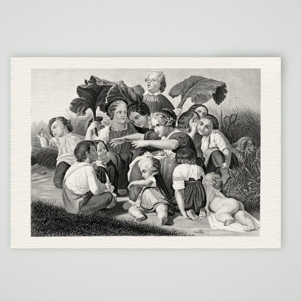 Die Märchenerzählerin – Stahlstich, Kunstdruck auf Leinenpapier