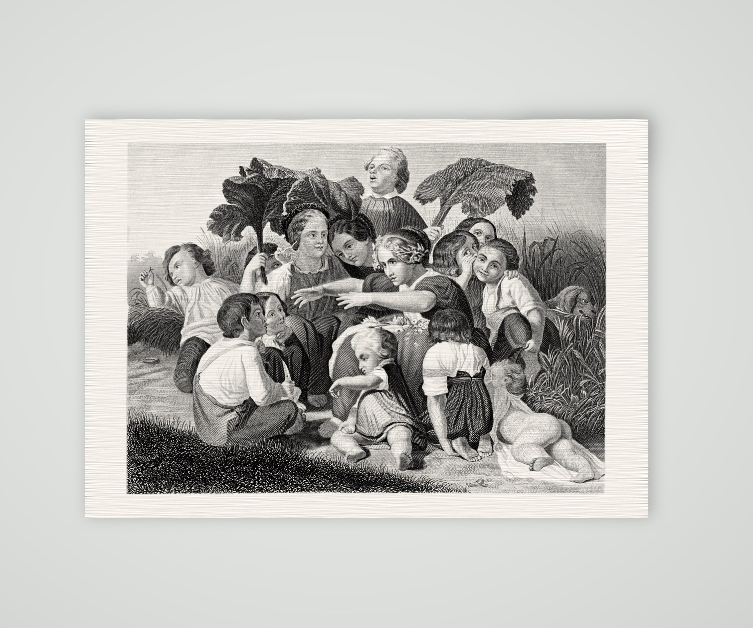 Die Märchenerzählerin – Stahlstich, Kunstdruck auf Leinenpapier