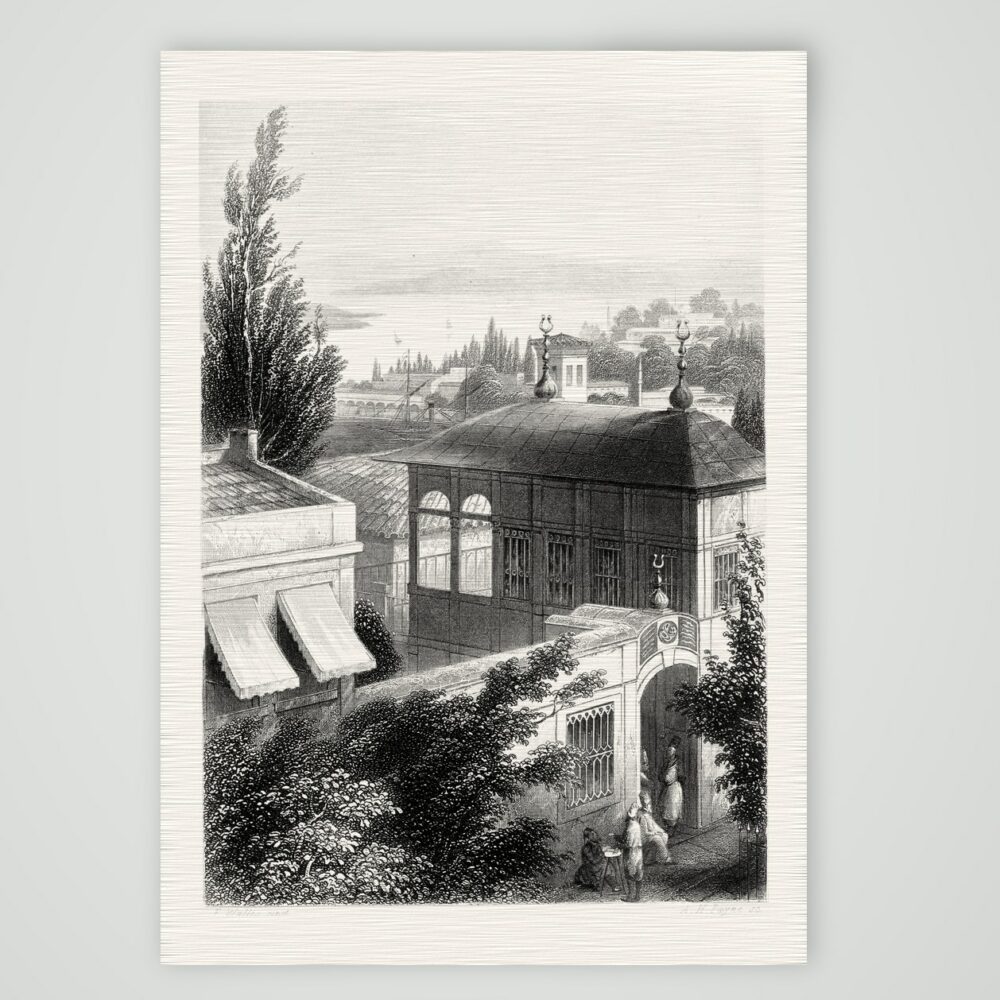 Konstantinopel, Derwischkloster in Pera – Stahlstich, Kunstdruck auf Leinenpapier