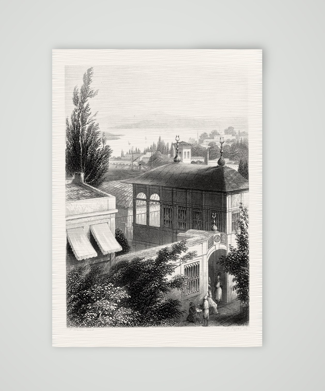 Konstantinopel, Derwischkloster in Pera – Stahlstich, Kunstdruck auf Leinenpapier