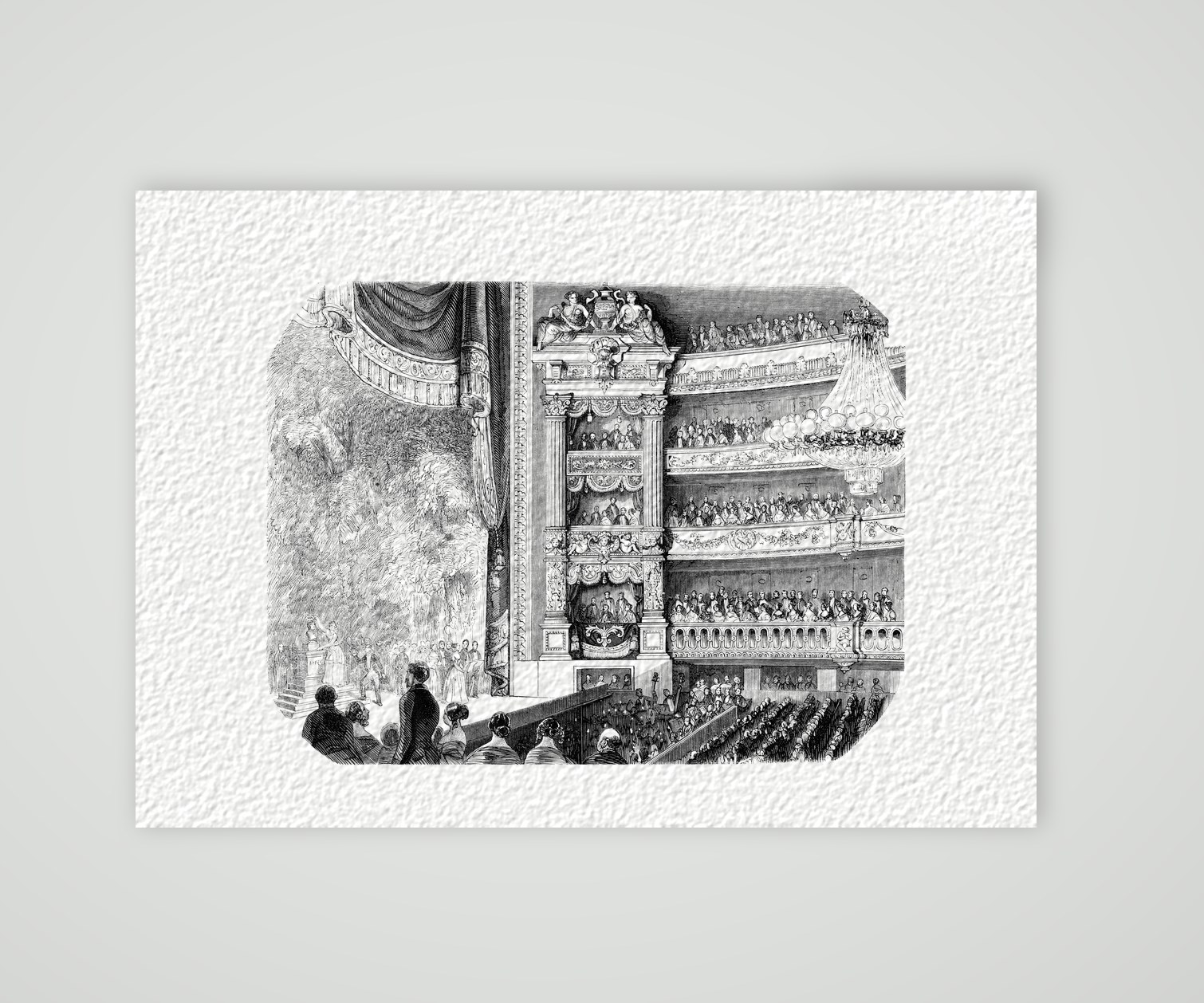 Straßburg, der Schauspielsaal – Stahlstich, Kunstdruck auf Hahnemühle-Büttenpapier