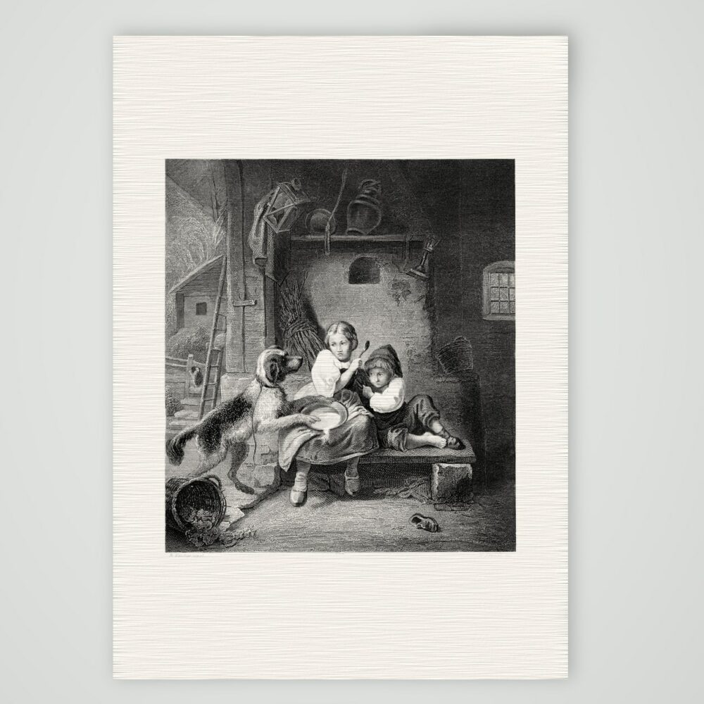 Der ungebetene Gast – Stahlstich, Kunstdruck auf Leinenpapier
