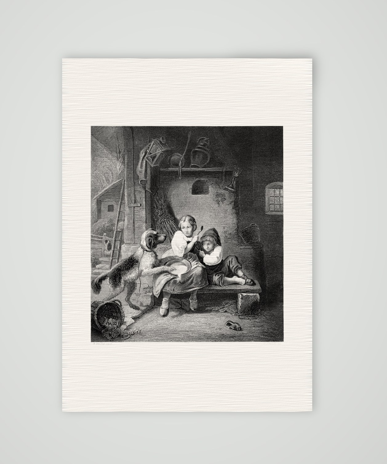 Der ungebetene Gast – Stahlstich, Kunstdruck auf Leinenpapier