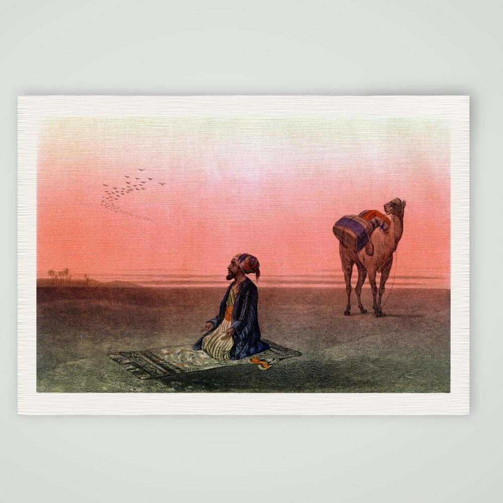 Das Gebet des Beduinen – Stahlstich, Kunstdruck auf Leinenpapier