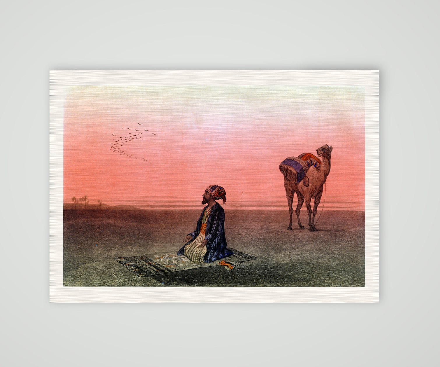 Das Gebet des Beduinen – Stahlstich, Kunstdruck auf Leinenpapier
