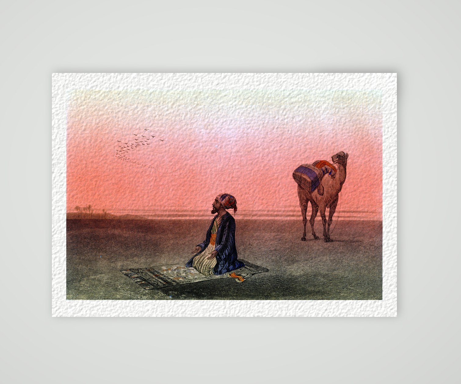 Das Gebet des Beduinen – Stahlstich, Kunstdruck auf Hahnemühle-Büttenpapier