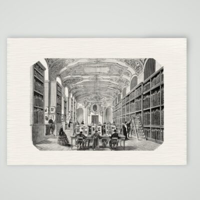 Paris, Saal der kaiserlichen Bibliothek – Stahlstich, Kunstdruck auf Leinenpapier