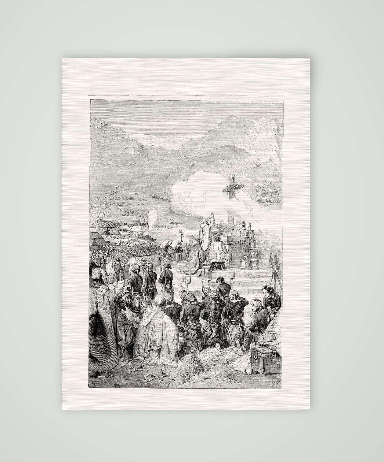 Messe in der Kabylei – Stahlstich, Kunstdruck auf Leinenpapier