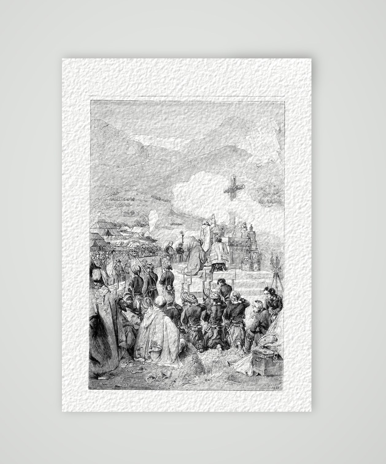 Messe in der Kabylei – Stahlstich, Kunstdruck auf Hahnemühle-Büttenpapier