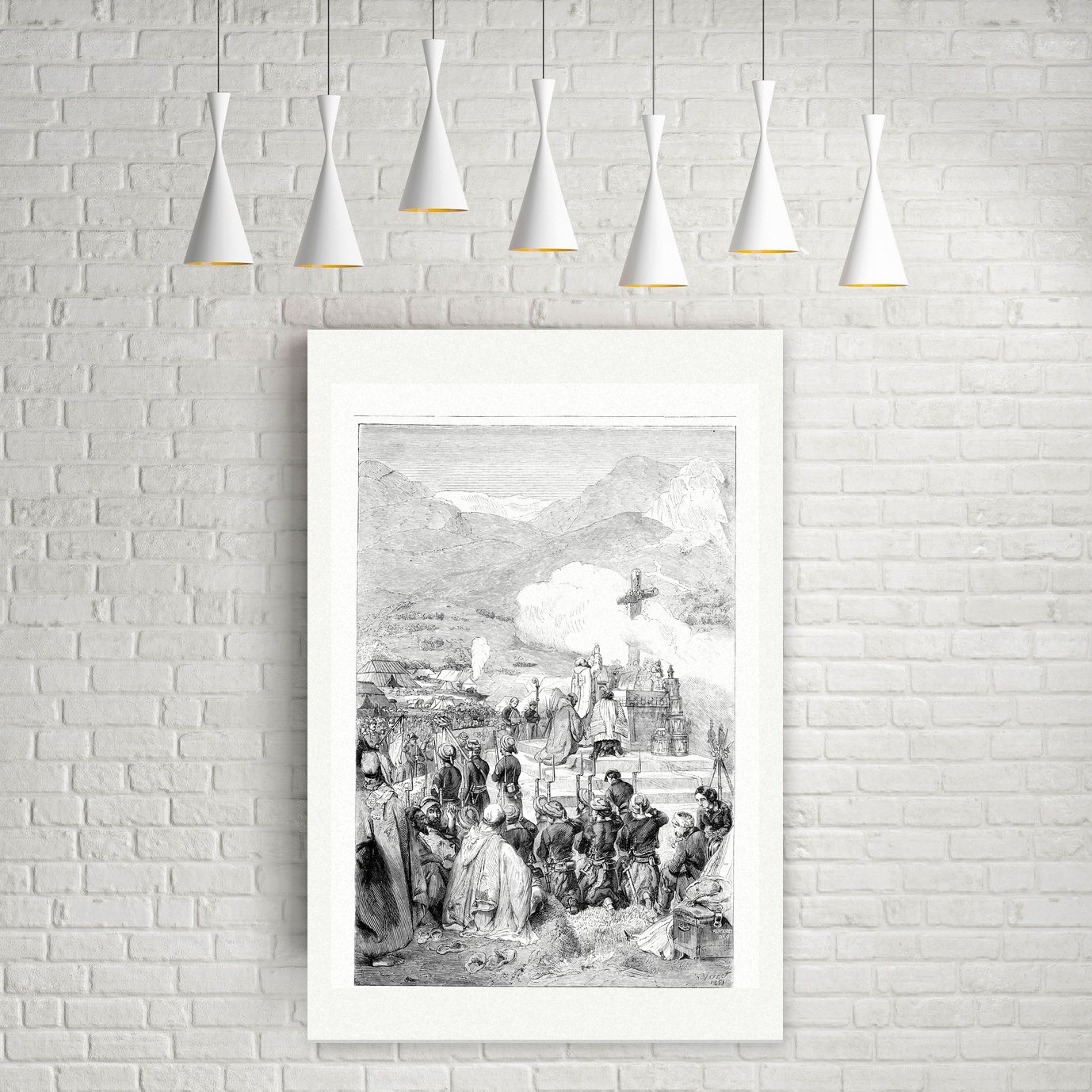 Messe in der Kabylei – Stahlstich, Leinwanddruck auf Holzkeilrahmen an der Wand