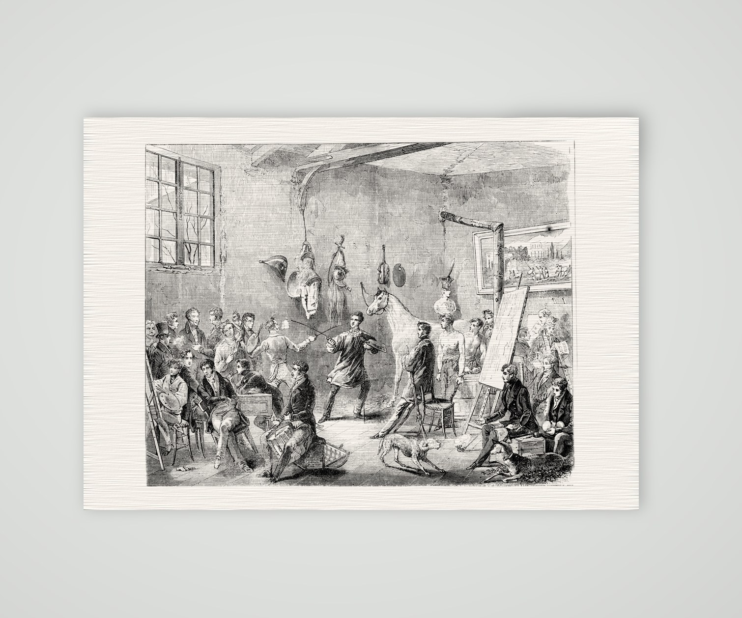 Horace Vernets Atelier – Stahlstich, Kunstdruck auf Leinenpapier