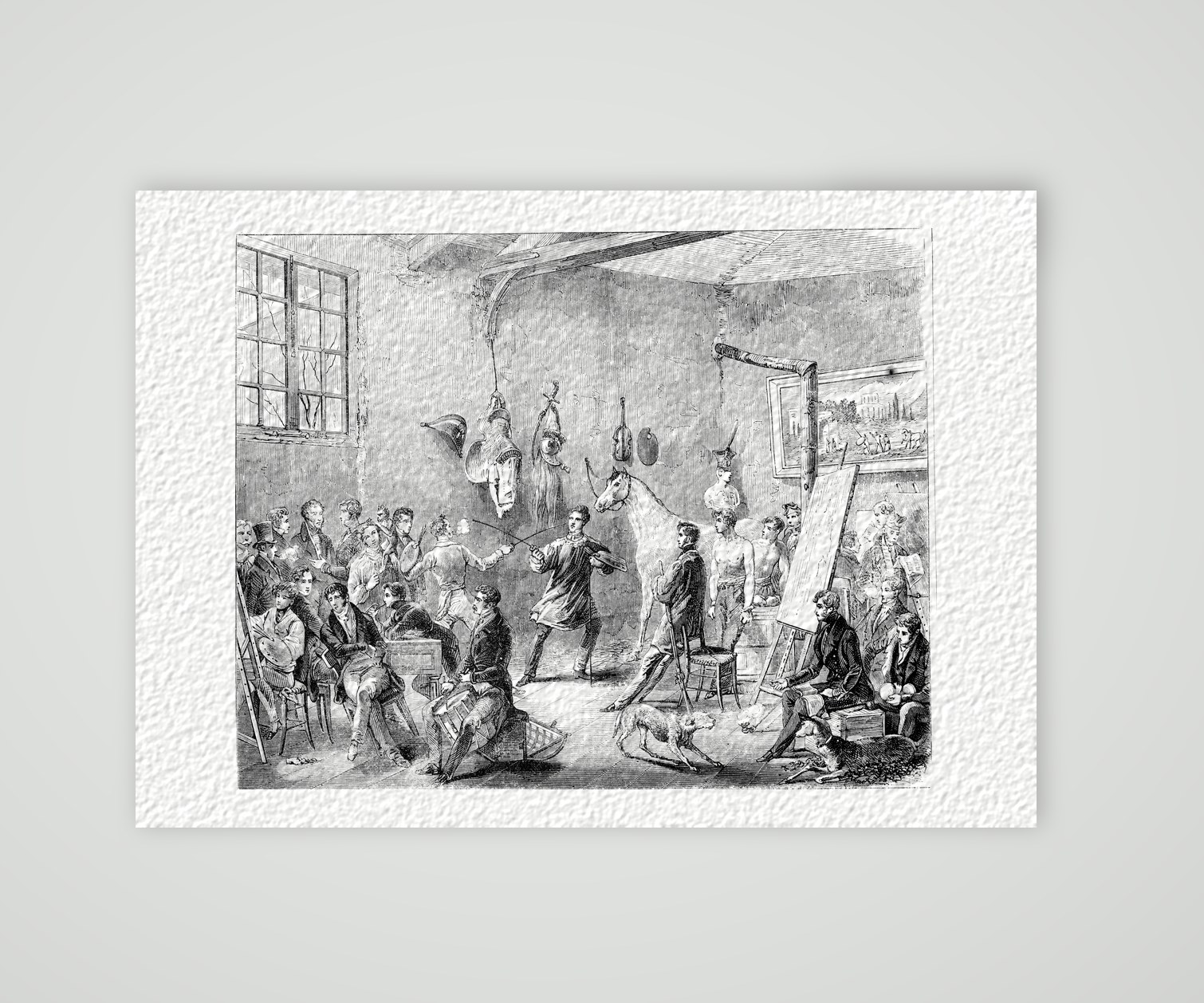 Horace Vernets Atelier – Stahlstich, Kunstdruck auf Hahnemühle-Büttenpapier