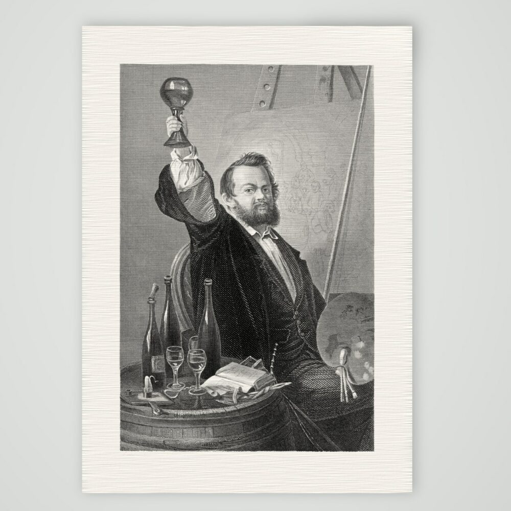 Der Maler Peter Hasenclever – Stahlstich, Kunstdruck auf Leinenpapier