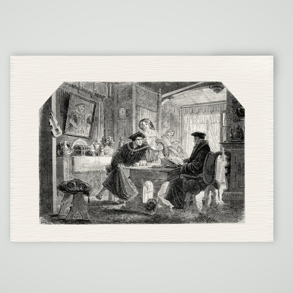Erasmus bei Thomas Morus – Stahlstich, Kunstdruck auf Leinenpapier