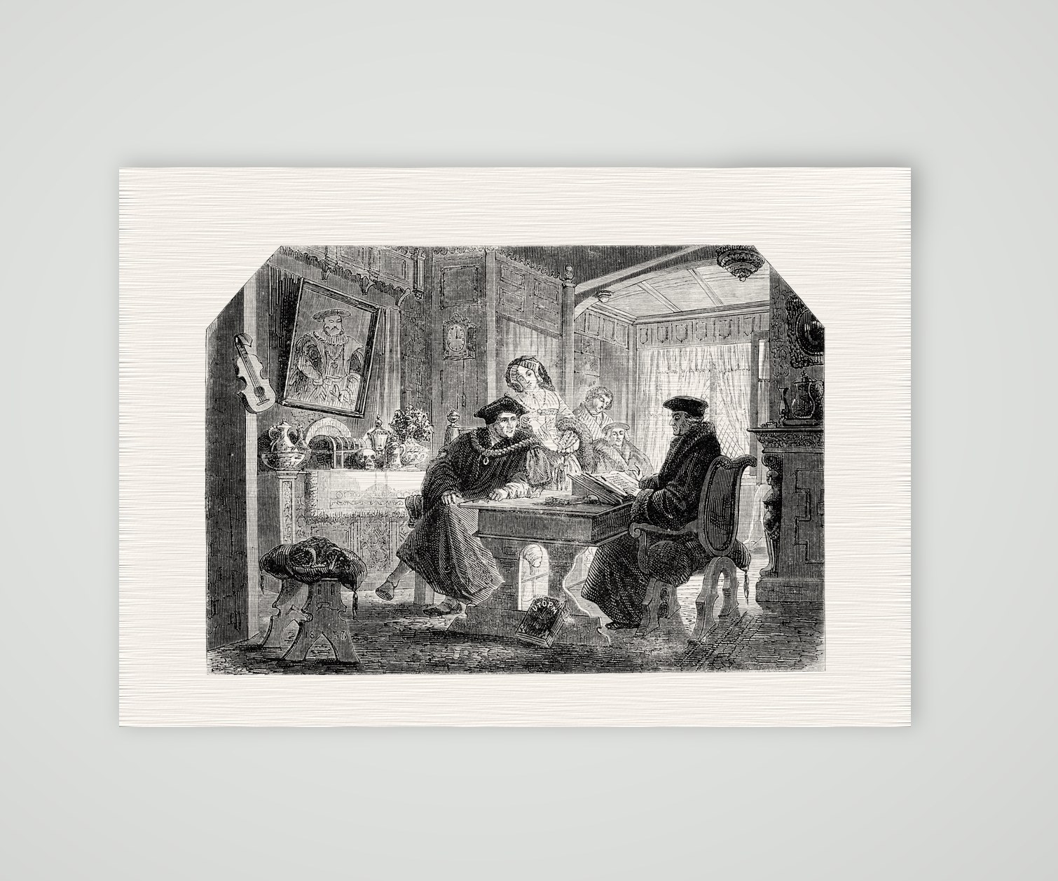 Erasmus bei Thomas Morus – Stahlstich, Kunstdruck auf Leinenpapier