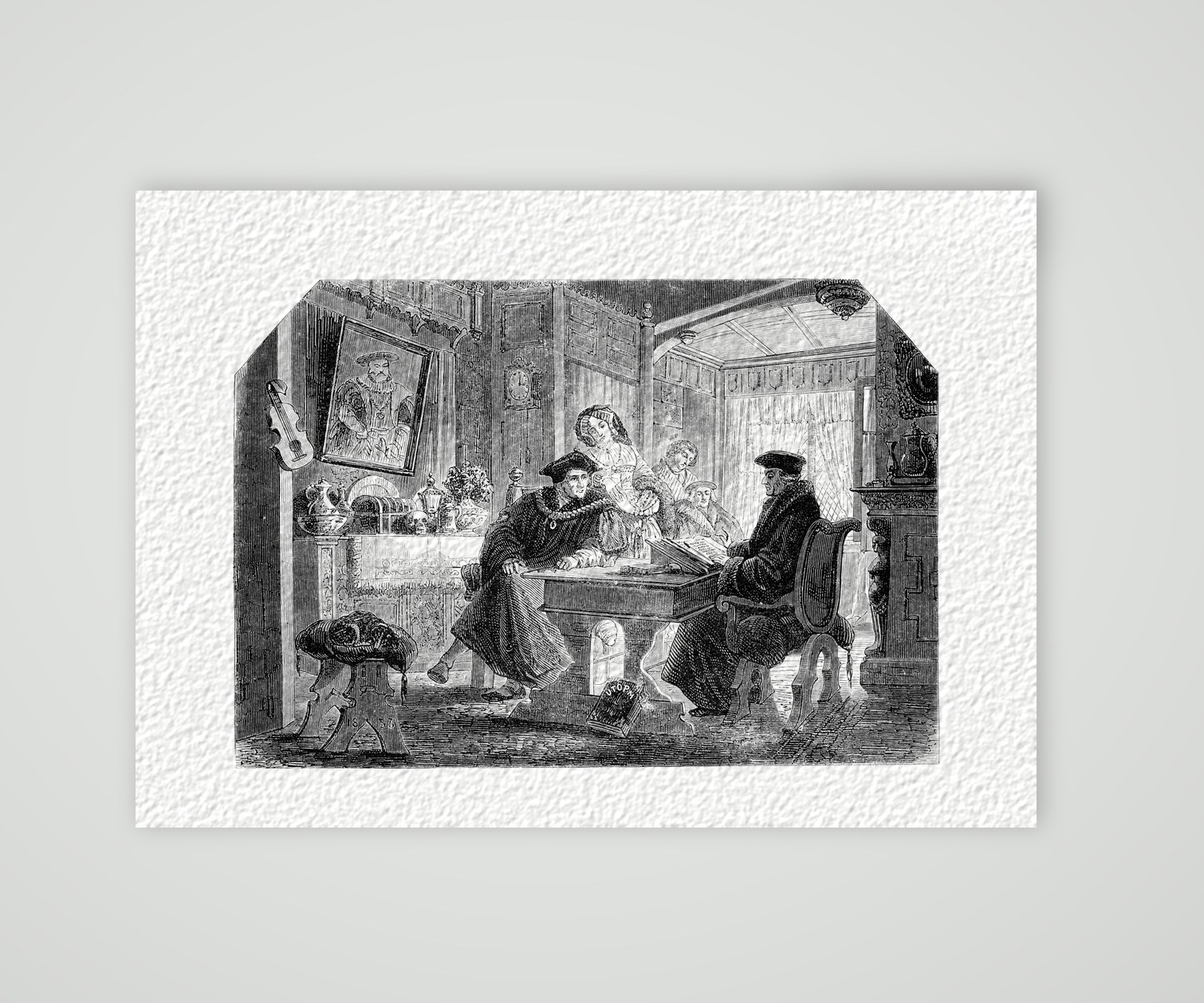 Erasmus bei Thomas Morus – Stahlstich, Kunstdruck auf Hahnemühle-Büttenpapier