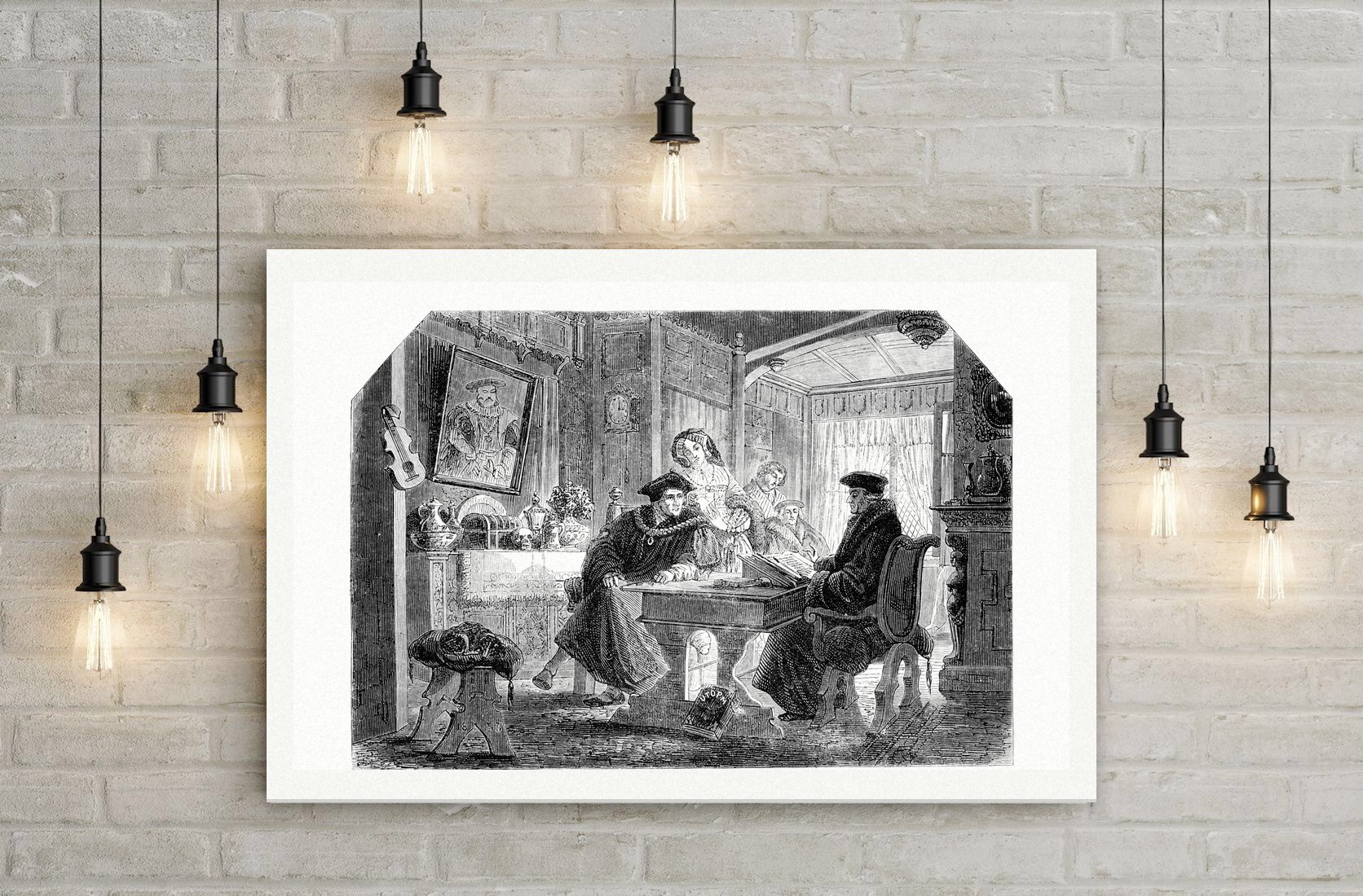 Erasmus bei Thomas Morus – Stahlstich, Leinwanddruck auf Holzkeilrahmen an der Wand
