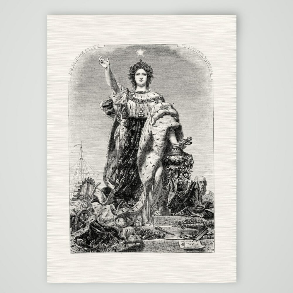 Gallia – Allegorie Frankreichs – Stahlstich, Kunstdruck auf Leinenpapier