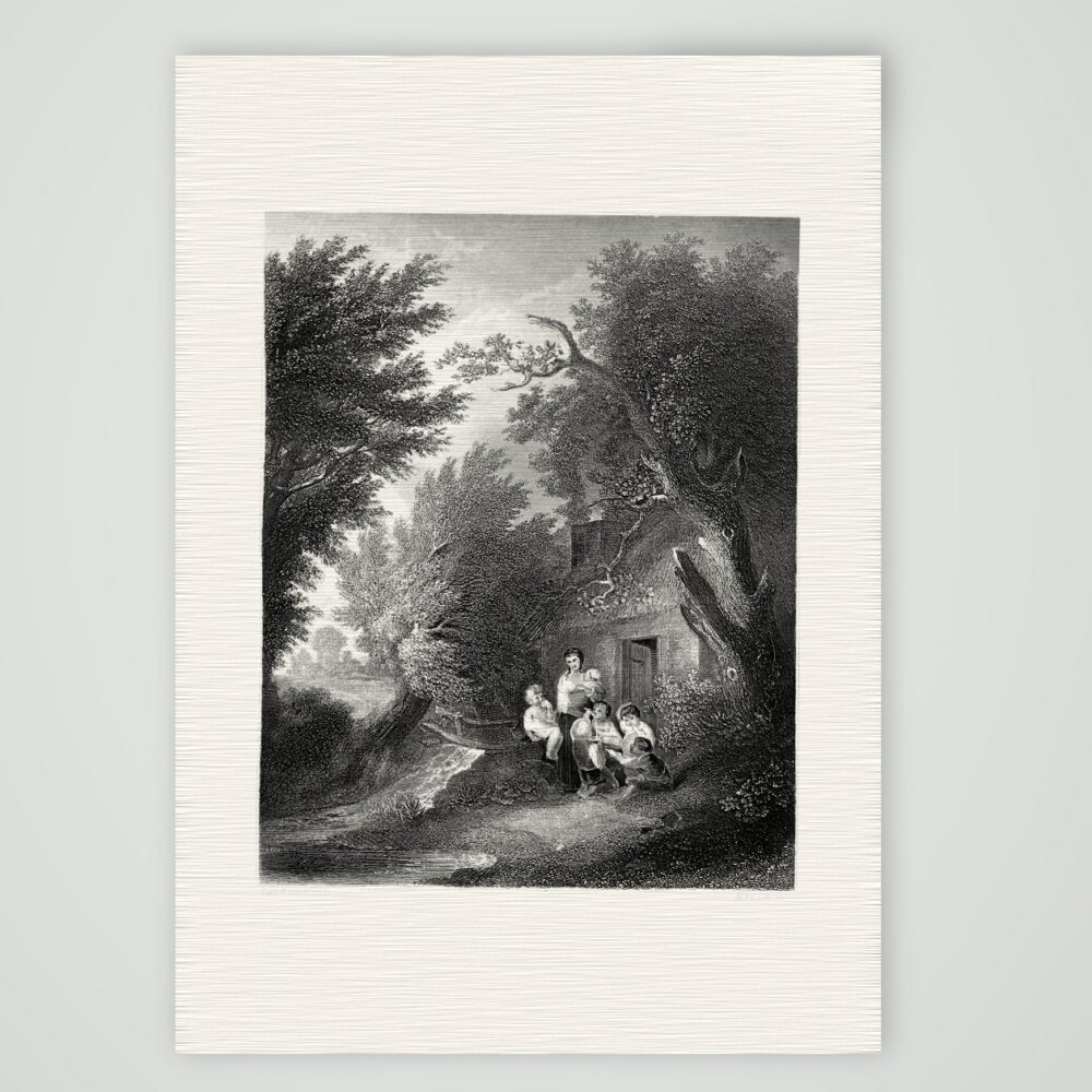Die Wohnung im Walde – Stahlstich, Kunstdruck auf Leinenpapier