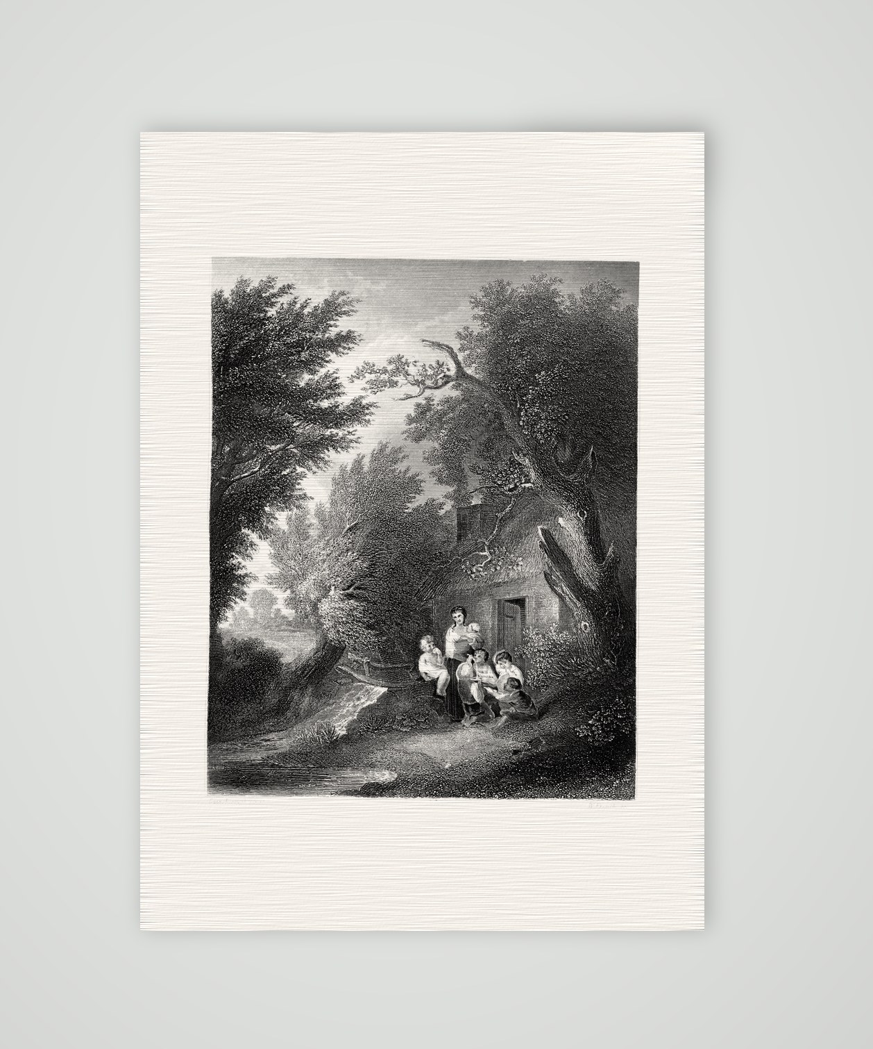 Die Wohnung im Walde – Stahlstich, Kunstdruck auf Leinenpapier