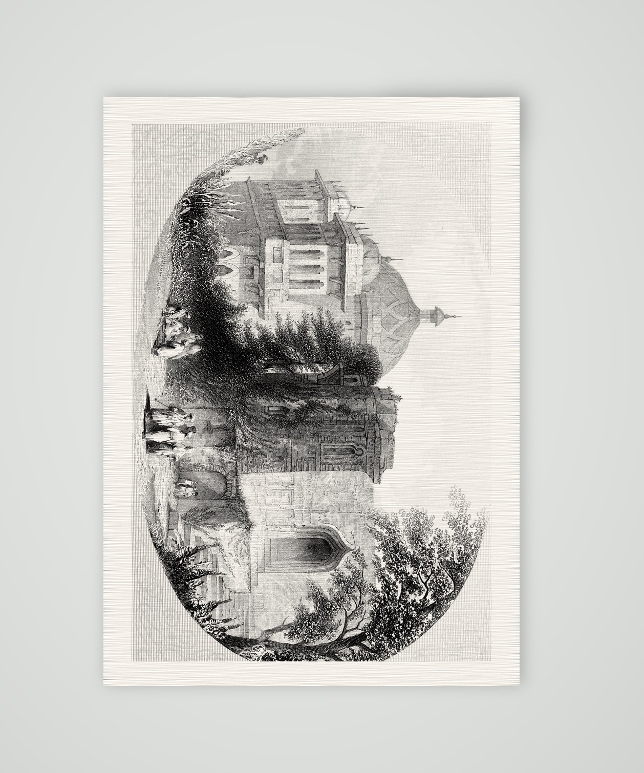 Die Moschee zu Munheer – Stahlstich, Kunstdruck auf Leinenpapier