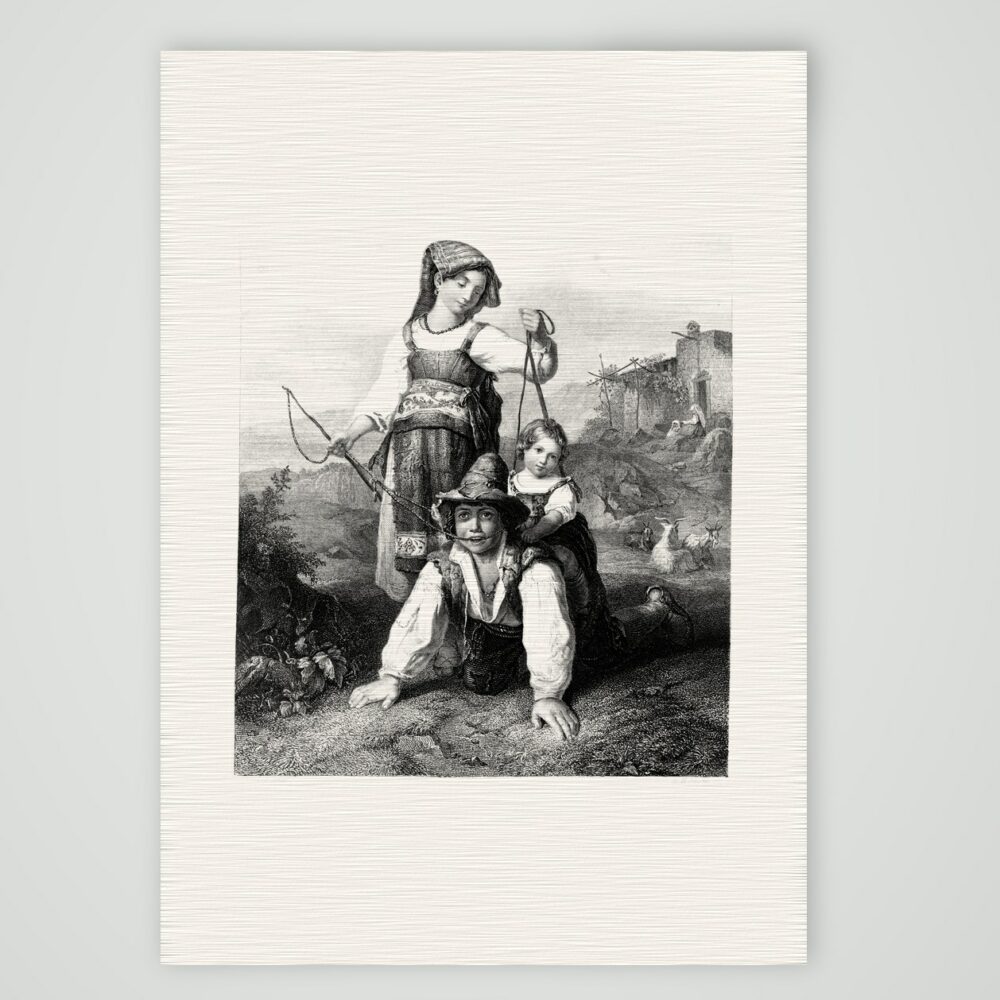 Römische Kinder – Stahlstich, Kunstdruck auf Leinenpapier