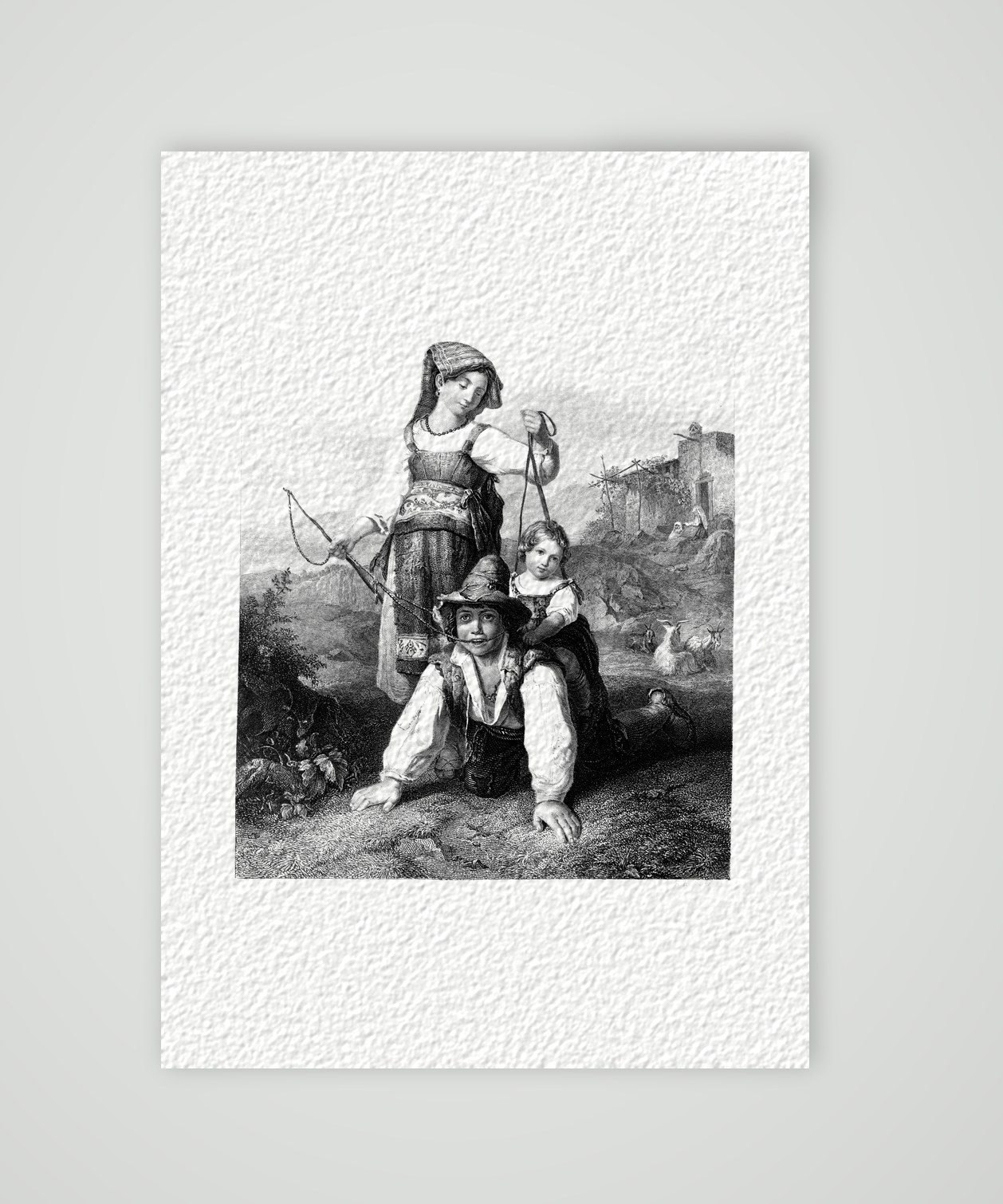 Römische Kinder – Stahlstich, Kunstdruck auf Hahnemühle-Büttenpapier