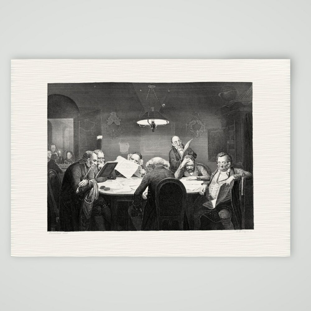 Das Lesekabinett – Stahlstich, Kunstdruck auf Leinenpapier