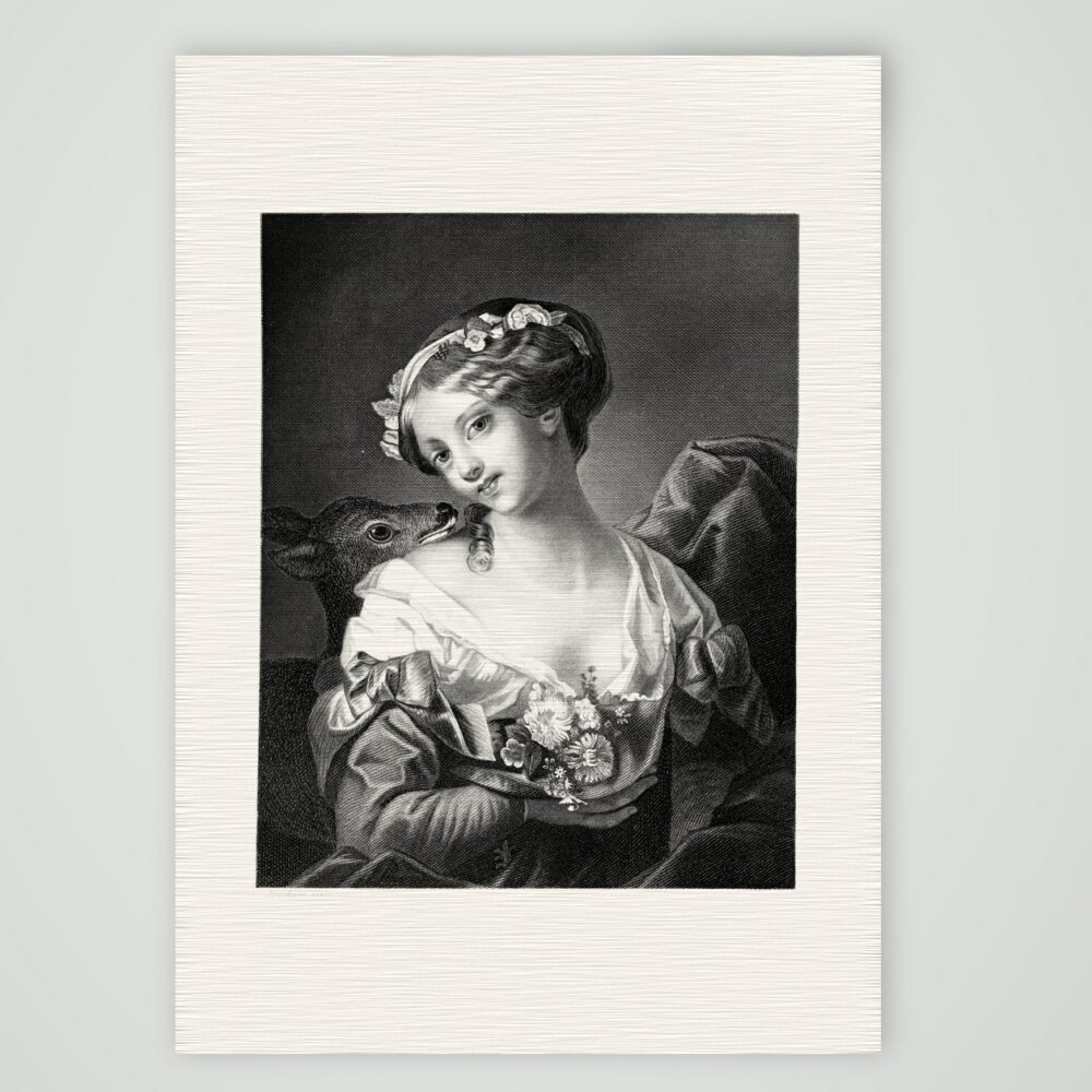 Das Reh – Stahlstich, Kunstdruck auf Leinenpapier