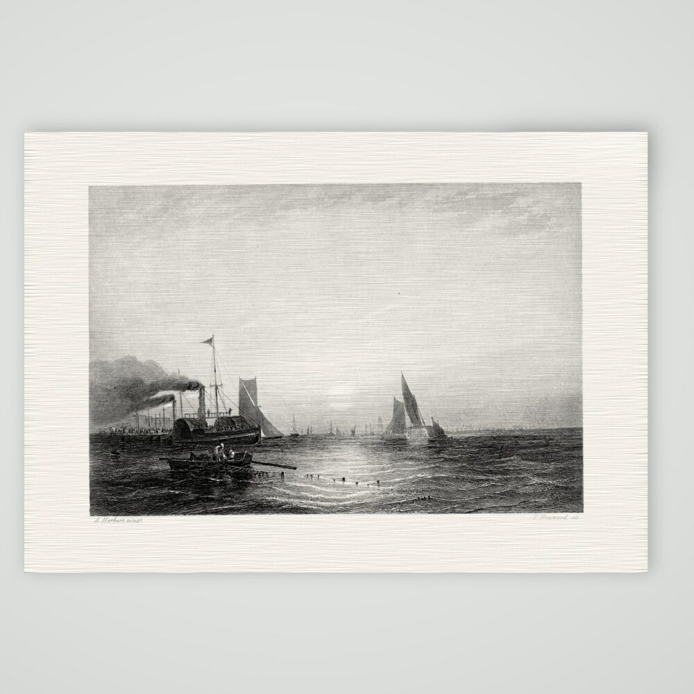 Woolwich an der Themse – Stahlstich, Kunstdruck auf Leinenpapier