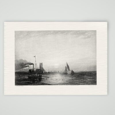 Woolwich an der Themse – Stahlstich, Kunstdruck auf Leinenpapier