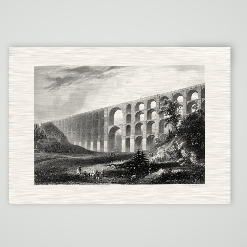 Die Göltzschtalbrücke – Stahlstich, Kunstdruck auf Leinenpapier