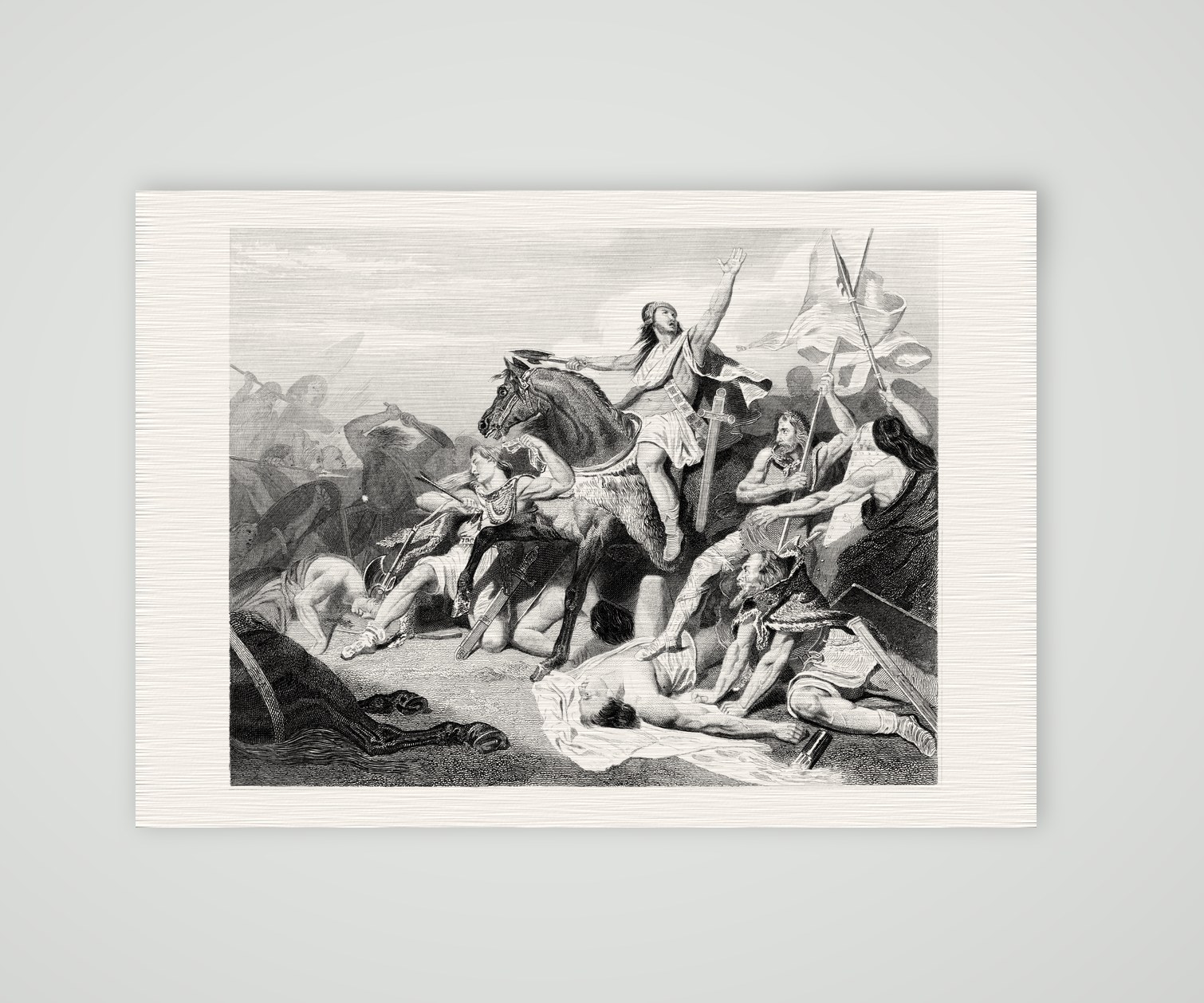 Die Schlacht bei Tolbiac – Stahlstich, Kunstdruck auf Leinenpapier