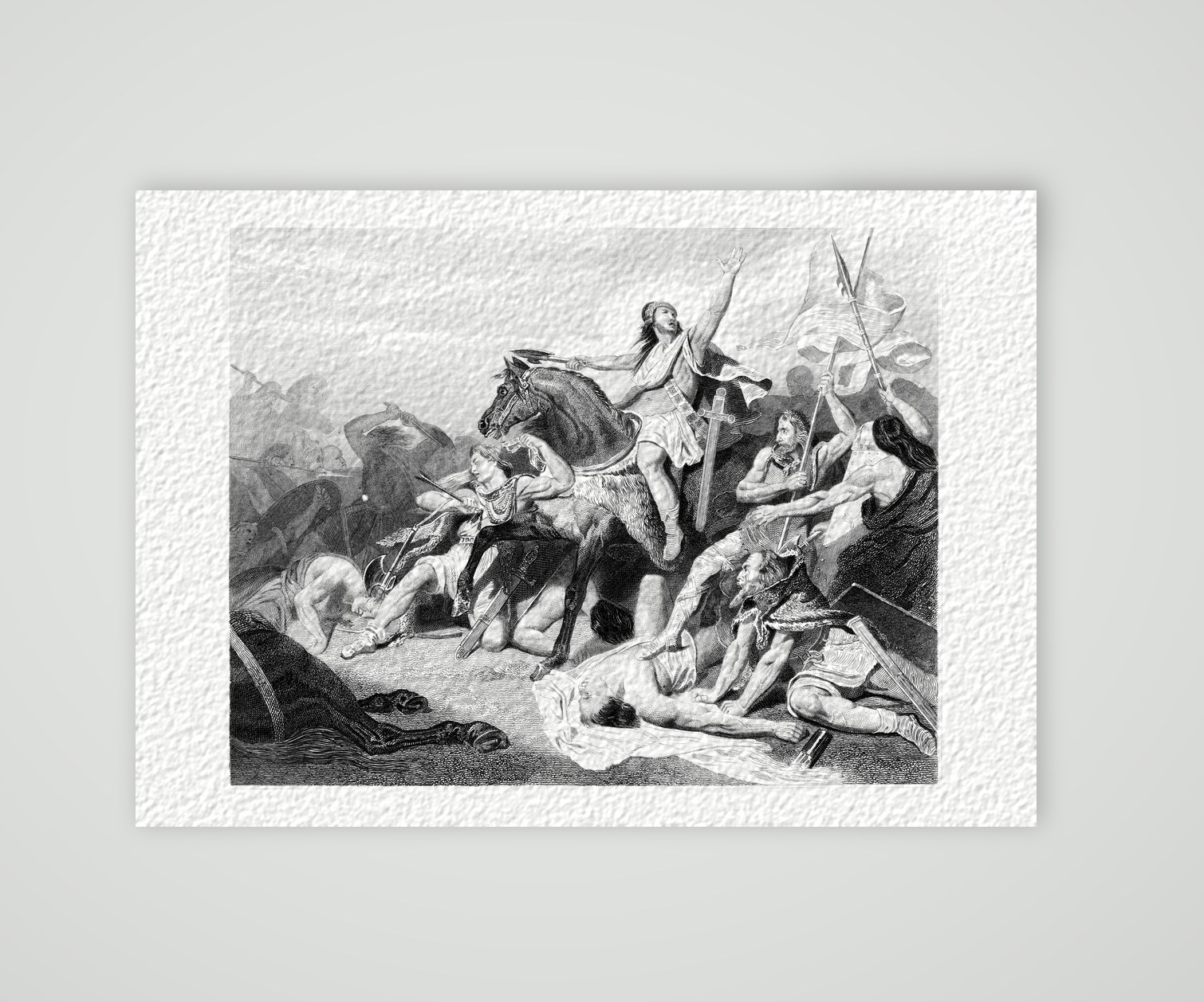 Die Schlacht bei Tolbiac – Stahlstich, Kunstdruck auf Hahnemühle-Büttenpapier