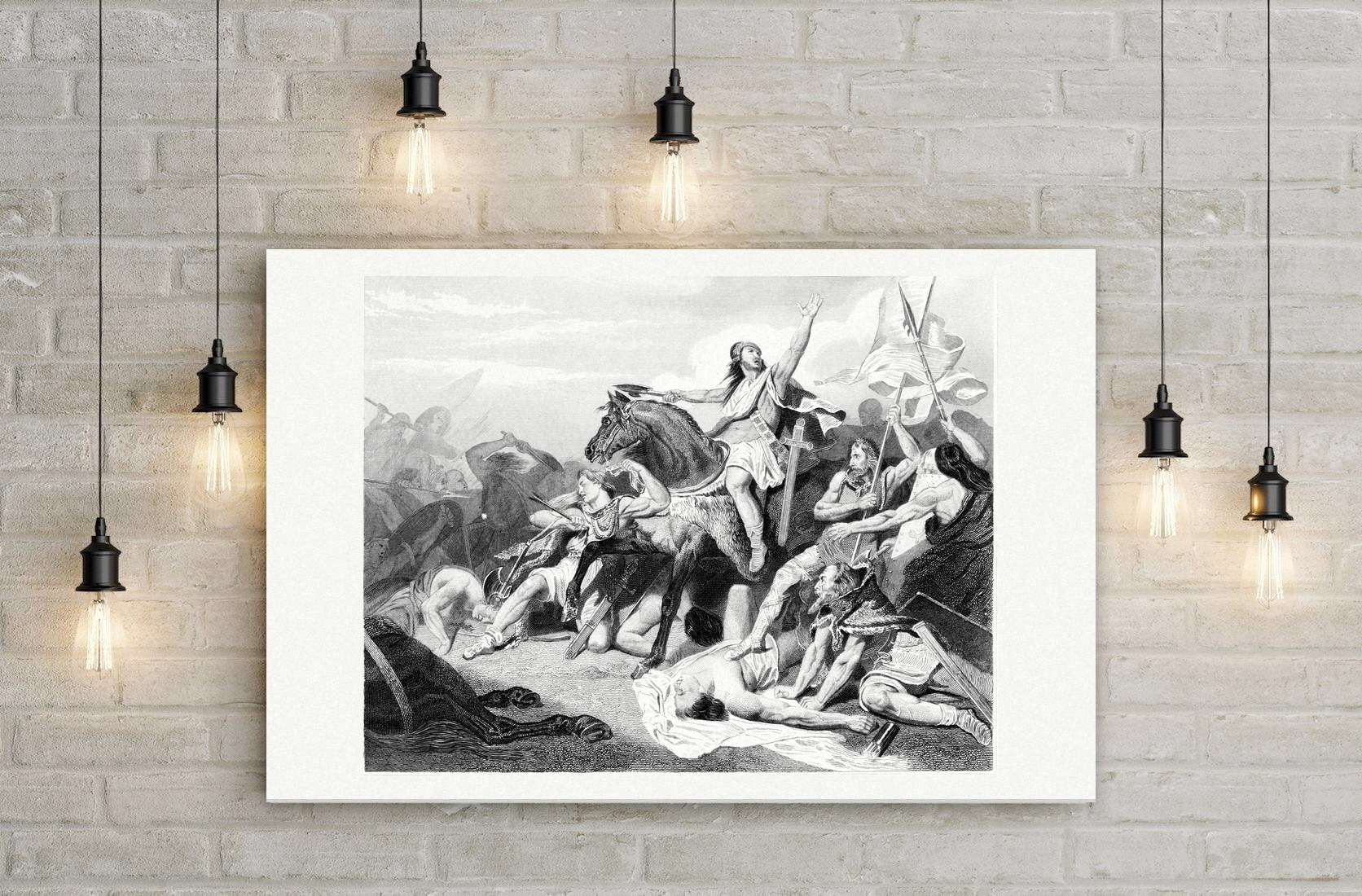 Die Schlacht bei Tolbiac – Stahlstich, Leinwanddruck auf Holzkeilrahmen an der Wand